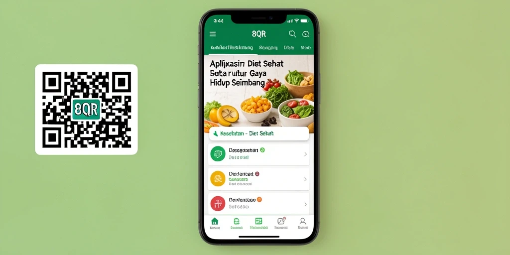 Tampilan antarmuka aplikasi 8QR untuk Diet Sehat.