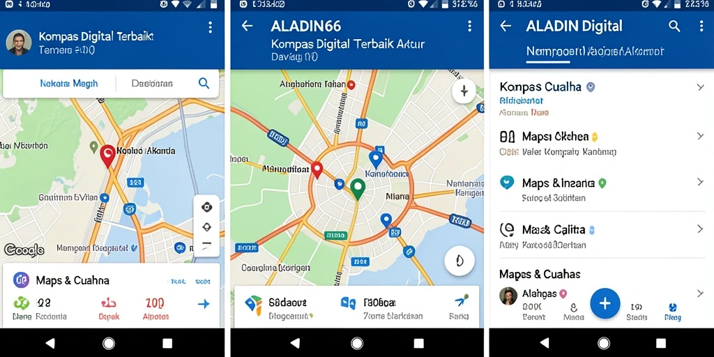 Tampilan antarmuka aplikasi kompas digital ALADIN66.