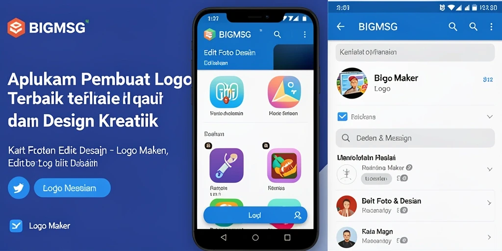 Tampilan antarmuka aplikasi BIGMSG yang user-friendly untuk pembuatan logo.