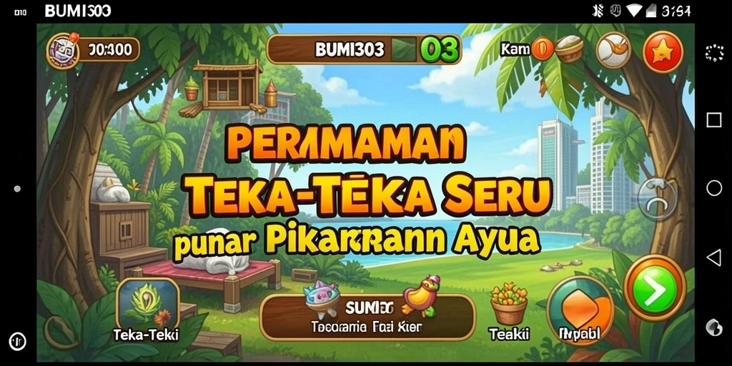 Tampilan antarmuka BUMI303 saat bermain teka-teki.