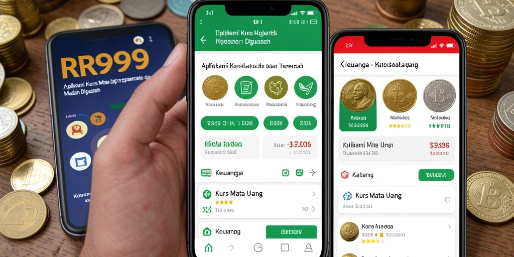 Antarmuka aplikasi RR999 yang menampilkan kurs mata uang terbaru.