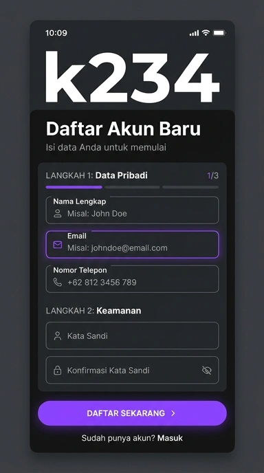 Cara Registrasi Akun Baru k234 untuk Pengguna Android